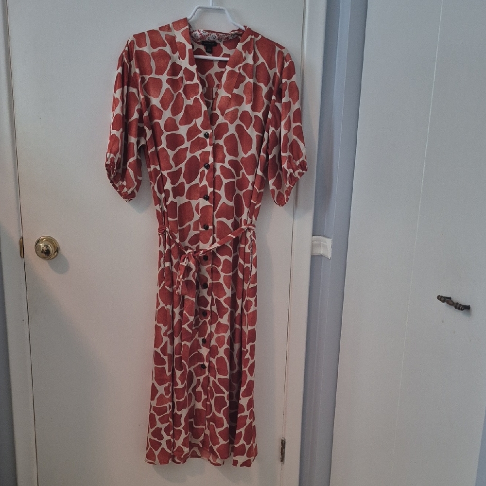 Ann Taylor Brown and Orange Midi Sundress with Dolman Sleeves